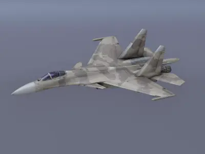 Su-37 Terminator v2 Low-poly 3D model