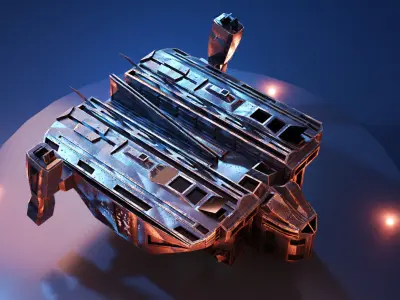 3D Low Poly Sci-Fi Spaceship Free low-poly 3D model