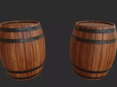 Wood Barrel  Low-poly 3D model