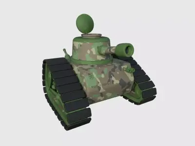 War Tank Cartoon A05 Green Camouflage - Military Vehicle Low-poly 3D model
