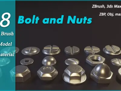 Bolt and Nuts IMM Brush - 3d model - textures 3D model