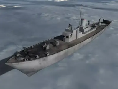 Abadoned damaged ship Low-poly 3D model