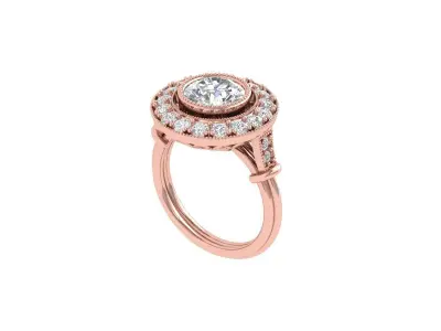 Solitaire Engagement Art Deco Ring 3D print model 71