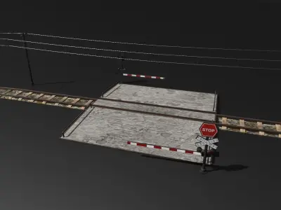 Tileable Railway Tracks and Props Pack Low-poly 3D model