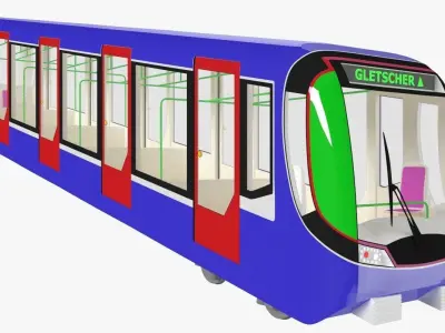 Funicular - mountain railway 3D model