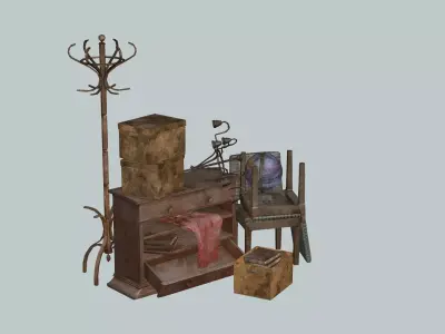 Debris Groundfill Junk Trash Game Ready Low-Poly 3D Model Low-poly 3D model