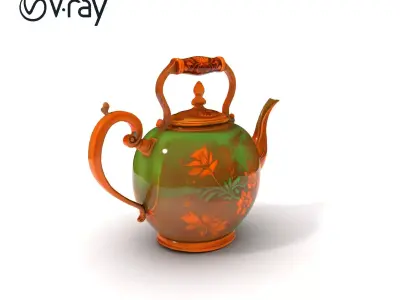 Antique Ornate Teapot D Model Pack Low-poly 3D model