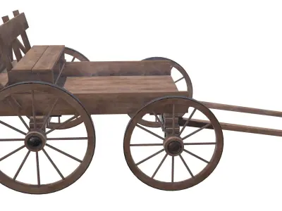 wooden cart with bench 3D model