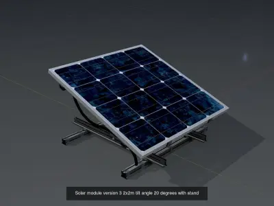 Solar module version 3 2x2m with stand 3D Model Pack