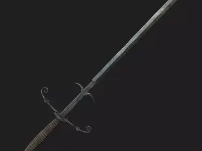 Bastard Sword Low-poly 3D model 3