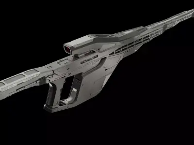 Futuristic sniper rifle Low-poly 3D model