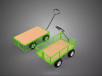 MESH RACK TRAY WAGON CART UTILITY TROLLEY TRAILER GARDEN FARM 4W 3D model