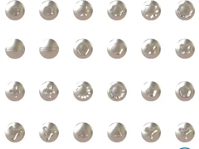 Screw Pack 01 Low-poly 3D model