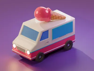 Ice Cream Truck Low-poly 3D model
