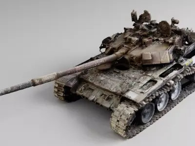 Russian T-90 tank destroyed by Ukrainian army  3D model