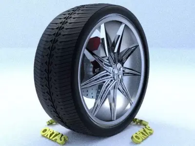 ORTAS CAR RIM 43 GAME READY RIM TIRE AND DISC 3D model