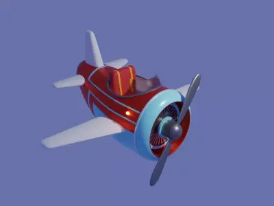 Low poly plane model cartoon airplane Low-poly 3D model