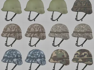 US Helmets and Covers Pack Low-poly 3D model