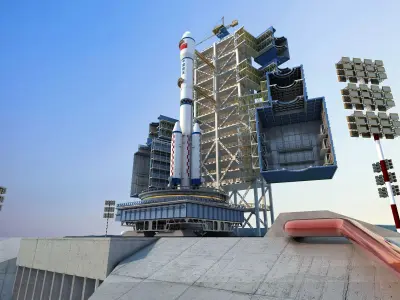 Rocket launch pad - Rocket launch site Low-poly 3D model