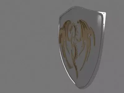 Dragons brotherhood shield Low-poly 3D model