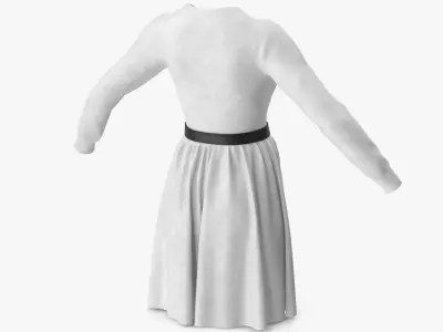  Dress White with Belt 
