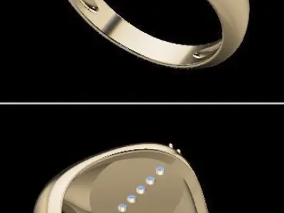 Dainty Signet Ring Diamond Strip Mix Sizes 3D print model