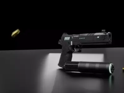 Pistol Low Poly-Game Ready Low-poly 3D model