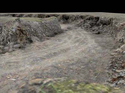 Mine Quarry Grassy Cliff Low-poly 3D model