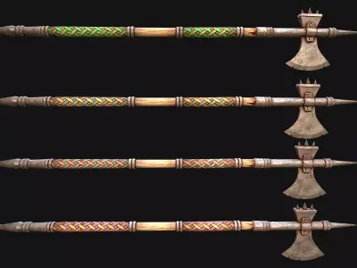 Medieval Weapons Halberd Polearm Axe  Weaponry Set Low-poly 3D model
