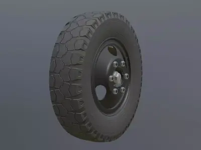 Complete set of wheels for GAZ-53 truck Free low-poly 3D model