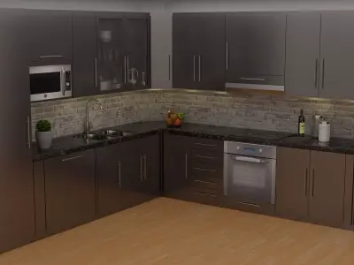 Modern Interior 3D Kitchen Iron Style 3D model