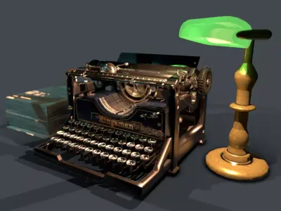 Old Typewriter Low-poly 3D model