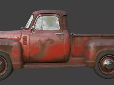Vintage Rusty Pickup Truck 3D Model 3D model 9