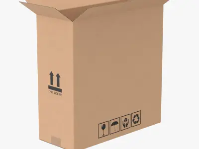 Cardboard Box 50x20x50 Half Open 3D model