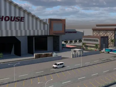 Commercial Warehouse and Retail Complex A32 DWG SketchUp 3D model purchase