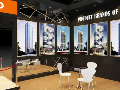 Exhibition Stand Stall Three Side Open 7X7 3D model