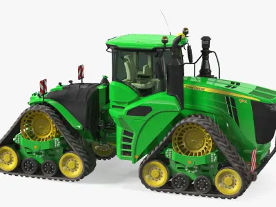 John Deere Four Track 9RX Series Tractor Dirty Rigged 3D model