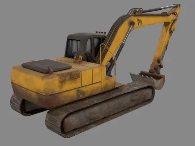 Excavator Low-poly 3D model