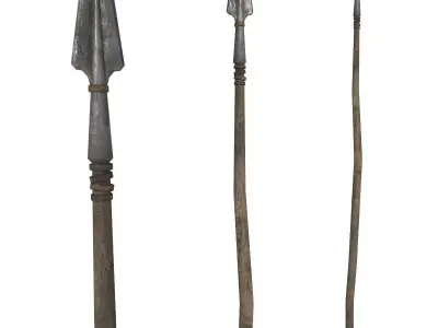 Spear wooden barrel Low-poly 3D model