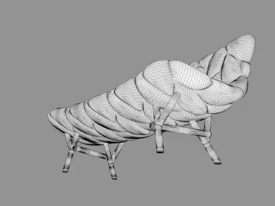 Double chair 3D model 3D model