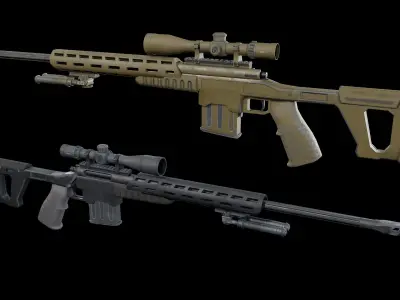 Sniper Rifle Low-poly 3D model 16