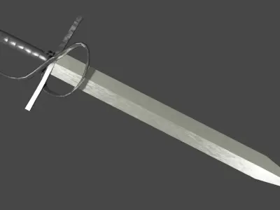 Spatha sword with Flamberge handle Low-poly 3D model