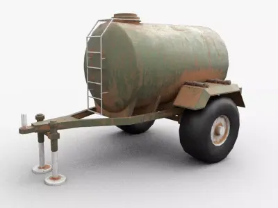 water tank semi trailer Low-poly 3D model