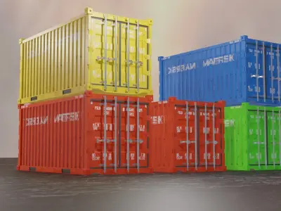 cargo shipping container 20ft Low-poly 3D model