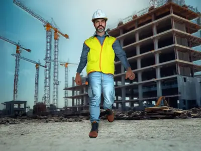 Construction Laborer with High Visibility Vest Low-poly 3D model