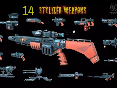 STYLIZED TOON WEAPONS  VOL1 Low-poly 3D model