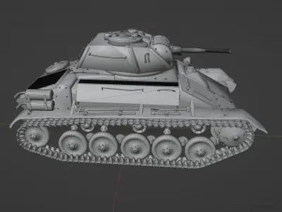 T80 light tank Low-poly 3D model