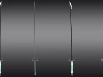 Demon Slayer Shinobu Kocho Stinger Nichirin Katana  Low-poly 3D model