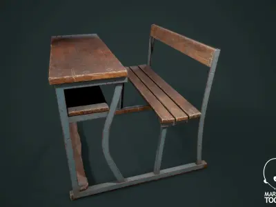  Wooden Bench Low-poly 3D model