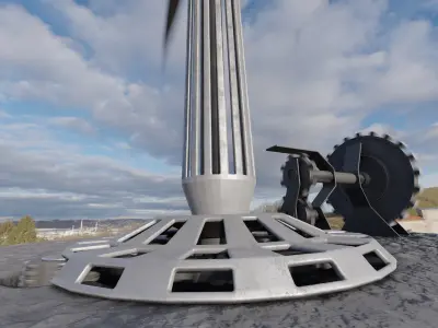 Steampunk Windturbine Textured High-Poly 3D model